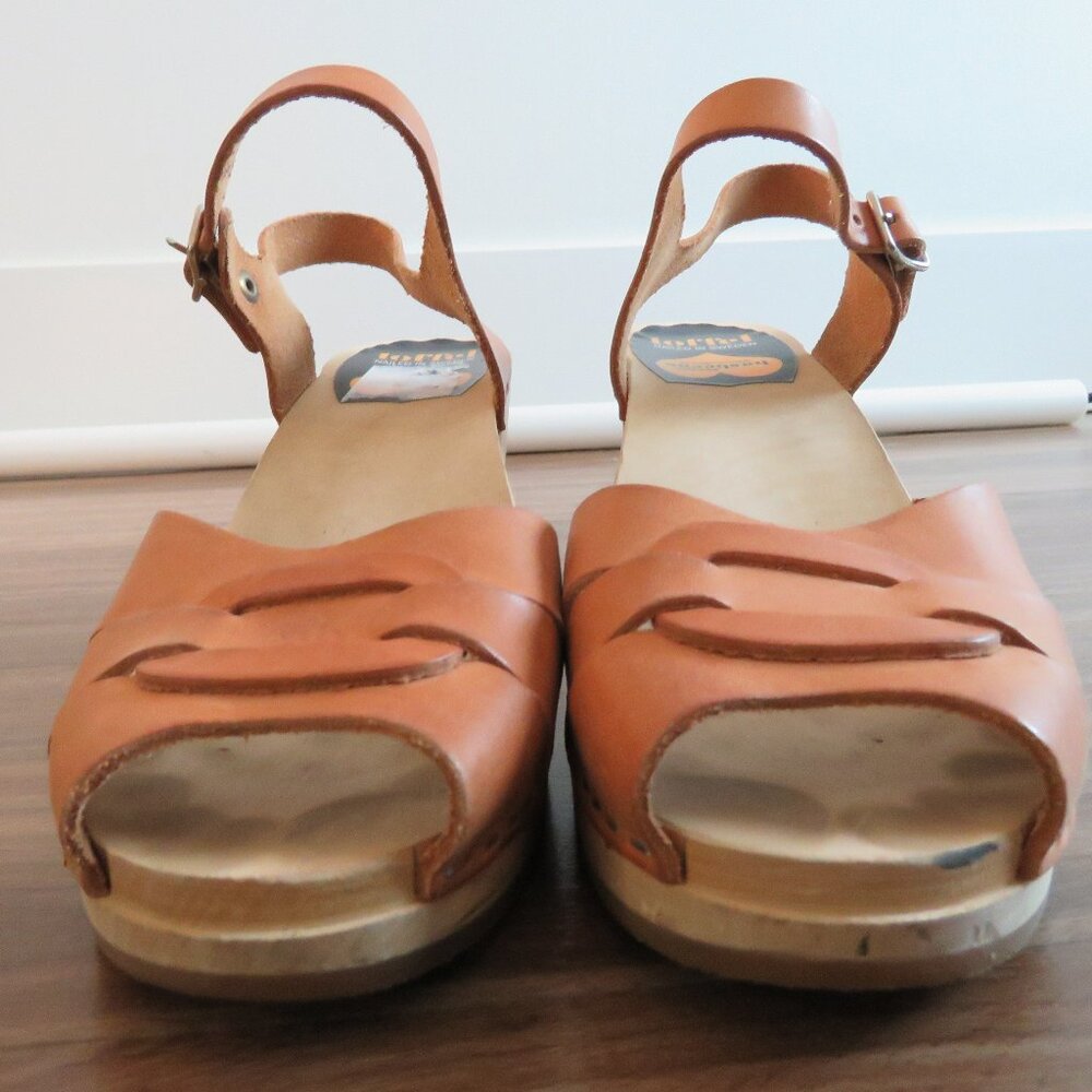 SWEDISH HASBEENS Leather Wooden Clogs 9.5-10 / NEED GONE! Make offer - Picture 9 of 15